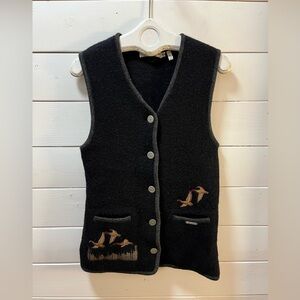 GADDY Black Wool Embroidered Vest – Women’s M